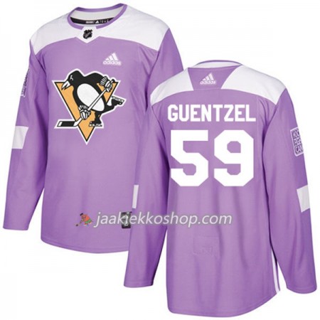 Miehille NHL Pittsburgh Penguins Pelipaita Jake Guentzel 59 Adidas 2017-2018 Violetti Fights Cancer Practice Authentic